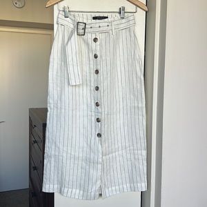 Like New Linen Style High Waisted Midi Skirt Small